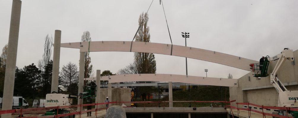 Centre Nautique de Cernay (68) : Pose de la charpente